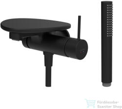Laufen ADA falsík alatti kádtöltő csaptelep zuhanyszettel, polccal, alaptest nélkül, PVD matt fekete/matt fekete HF506765513060 (HF506765513060)