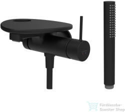 Laufen ADA falsík alatti kádtöltő csaptelep zuhanyszettel, lyukas polccal, alaptest nélkül, PVD matt fekete/matt fekete HF506765513000 (HF506765513000)