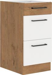 TEMPO KONDELA Alsó szekrény, lancelot tölgy/ fehér extra magas fényű HG, VEGA D40 3S BB - kondela