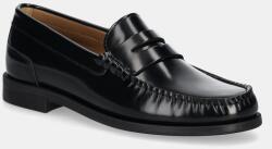 BOSS bőr mokaszin Lycia fekete, női, lapos talpú, 50536344 - fekete Női 37