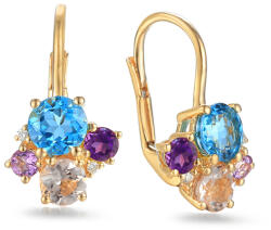 Heratis Forever Maita gyémánt fülbevaló színes drágakövekkel, 14 karátos sárga arany IZBR604NN