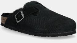 Birkenstock papucs velúrból Boston Corduroy Shearling fekete, női, 1028400 - fekete Női 38