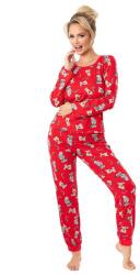Donna Bear long karácsonyi pamut pizsama, piros, XL