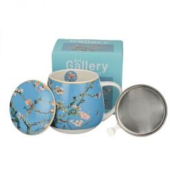 Duo Gift Van Gogh Mandulavirágzás porcelán bögre fémszűrővel és tetővel 430 ml - díszdobozos (IMO-DG-59182)
