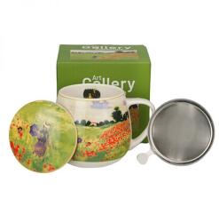Duo Gift Monet porcelán öblös bögre fémszűrővel díszdobozban - 430 ml - Pipacsmező (IMO-DG-60263)