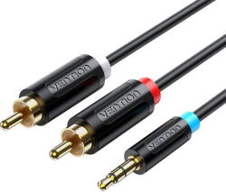 Vention Cablu audio Vention, Jack 3.5mm (T) la 2 x RCA (T), 1.5m, conectori auriti, PVC, negru, BCLBG (timbru verde 0.18 lei) - 6922794751316 (BCLBG)