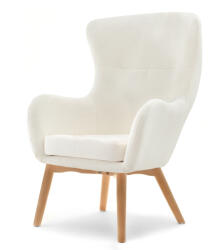 VOX bútor LETA füles fotel, fehér buklé-bükk