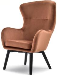 VOX bútor LETA füles fotel, vörösréz velúr-fekete