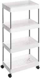 SONGMICS Tárolópolc, 4 polcos gördülő tároló kocsi, fehér (KSC10WT)