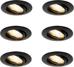 QAZQA 6 db fekete GU10 süllyesztett spotlámpa szett 35 mm - Edu (109325)