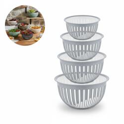 köken Set 4 boluri din plastic durabil Koken pentru salate, fructe si mancare gatita, 0.45 /1.6 /3.6 /5.6 L, fara BPA