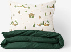 Goldea lenjerie de crăciun de pat din 100% bumbac duo - colinde de crăciun cu verde închis 160 x 200 și 2buc 50 x 70 cm Lenjerie de pat