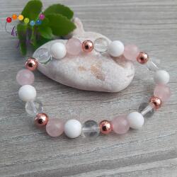 Kristály Jóga Shop Rózsakvarc, hegyikristály 8 mm-es ásvány karkötő