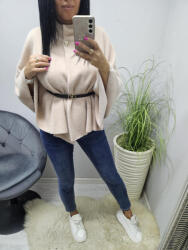 Norafashion Csinos poncsó/pelerin övvel(bézs) (710098)