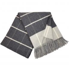 Interblanket Кашмирено Одеяло - Кариран Десен - Тъмносиво И Светлосиво С Ресни - 140x200 См