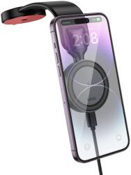 hoco. autós tartó vezeték nélküli töltéssel középkonzolhoz kompatibilis MagSafe 15W HW29 fekete fém szürke