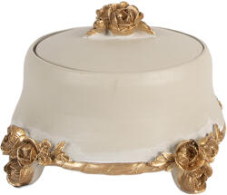 Clayre & Eef Caseta bijuterii polirasina bej auriu Ø 14x9 cm (6PR5802)