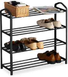 PAKOWORLD Suport Pantofi Ramon 12 Perechi, Negru, 62x20x62 cm (085-000014) Pantofar