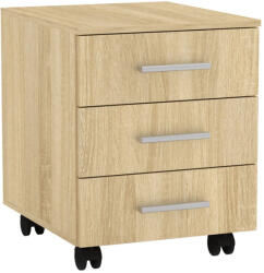 PAKOWORLD Comoda cu sertare pe roti Luke, Sonoma, 40x48x54 cm (184-000042) Comoda