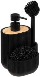 5five Simple Smart Dispenser deregent bucatarie Blackwood, polimer, perie si burete inclus, negru, 500 ml, 13.5 x 12.5 x H 18 cm Uscator vase