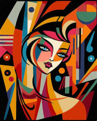 Figured Art Set pictura pe numere, cu sasiu, Portret abstract in stil Picasso, 40x50 cm (FA10239-Y)