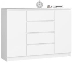 AKORD Comoda, placa laminata, 4 sertare, 4 rafturi, alb, 138x40x99 cm GartenVIP DiyLine (164925-AK) Comoda