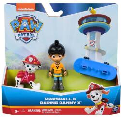 PAW Patrol Set figurina si 2 animalute, Paw Patrol, Marshall si Daring Danny X, 20148171 Figurina