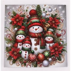  IRIS műanyag tálca, négyszögletű, karácsonyi dekoráció, hóemberek díszekkel mintás 30 x 2 cm (676658)