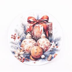  IRIS műanyag tálca, kör alakú, karácsonyi dekoráció, karácsonyi gömbök és ajándék csomag 33 cm (676649)