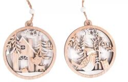 Iris fa akasztós körben ház vagy madár, natúr 10 x 9 cm (061355) - bestbyte