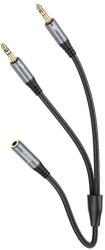 hoco. kábel AUX 2 az 1-ben 3, 5 mm jack (női) 2 x 3, 5 mm jack (férfi) UPA21 0, 25 m fém szürke