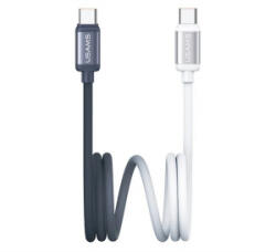 USAMS BICOLOR adatkábel (Type-C - Type-C, 60W, PD gyorstöltő, 120cm) FEKETE/FEHÉR (SJ756USB01) (SJ756USB01) - aqua