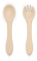 Petite&Mars Take&Match Silicone Cutlery tacâmuri Desert Sand 6 m+ 2 buc Set pentru masa bebelusi