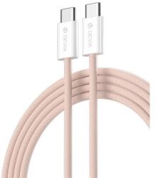 DEVIA smart adatkábel, type-c - type-c, 60w, 3a, pd gyorstöltő, 100cm, rózsaszín (ST106178)
