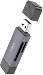 hoco. kártyaolvasó 2 az 1-ben USB A + Type C 3.0 fém szürke