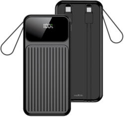 Maxlife 10000 mAh powerbank beépített kábelekkel MXPB-06 PD QC 22, 5W fekete - smartdiszkont
