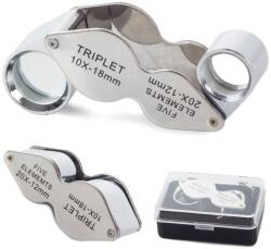 Verk Ékszerész zsebnagyító, 10×/20× nagyítás, acél (09111)