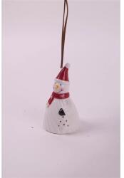 Iris kerámia csengő hóember, mikulás sapkában, fehér 12 cm (136600)