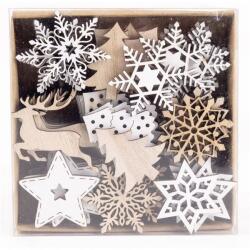 Iris fa karácsonyi dekor szettben, 72 darabos, natúr és fehér 4 cm (061474)