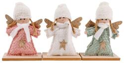 Iris textil angyal, fa talpon, 2 gombbal, 3 féle 20 x 13 cm (061298)