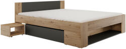 TEMPO KONDELA Ágy tárhellyel, 180x200, artisan tölgy/antracit, UNIS - pepita