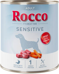Rocco 6x800g Rocco Sensitive marha & sárgrépa nedves kutyatáp új receptúrával