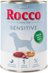 Rocco 24x400g Rocco Sensitive kacsa & tészta nedves kutyatáp új receptúrával