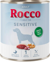 Rocco 24x800g Rocco Sensitive kacsa & tészta nedves kutyatáp új receptúrával