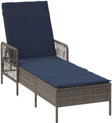 vidaXL Napozóágy Szürke PE Rattan 157 x 55 x 92 cm Összecsukható (365431) (365431)
