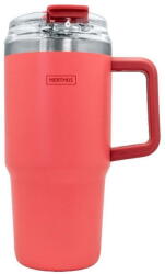 Nerthus 600 мл термочаша с дръжка и сламка в цвят корал Nerthus