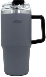 Nerthus 600 мл термочаша с дръжка и сламка в цвят антрацит Nerthus