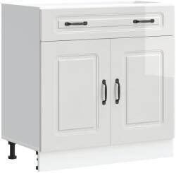 vidaXL Konyhai alapszekrény Kalmar magasfényű fehér színű műfa (853499) (853499)