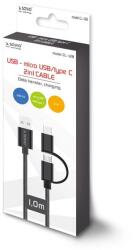 SAVIO CL-128 2in1 USB-A - micro USB / USB-C kábel 1m (CL-128) (CL-128)
