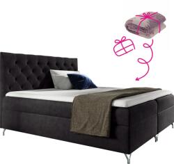 TEMPO KONDELA Boxspring ágy, 180x200, fekete Velvet szövet, GULIETTE + ajándék
